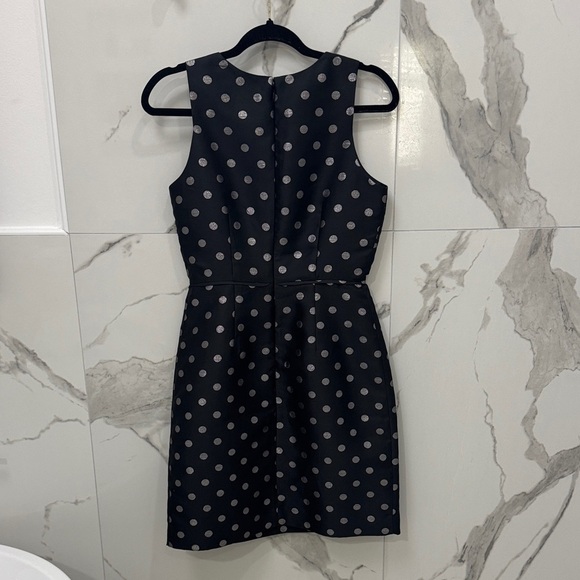 J. Crew NWT Black and Gray Polka Dot Mini Dress - Picture 5 of 7